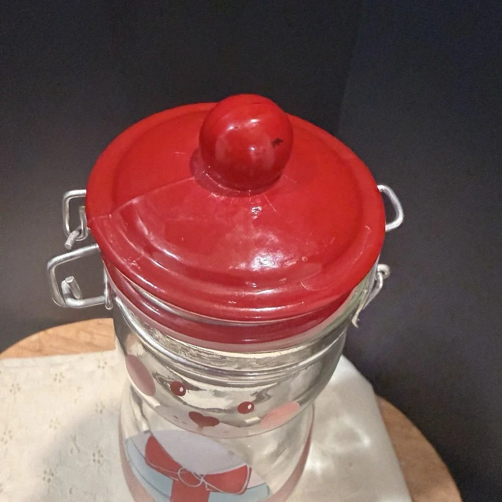 Vintage Bear Glass Bottle Flip Top‎ Lid Jar Retro Animal Kitchen Decor